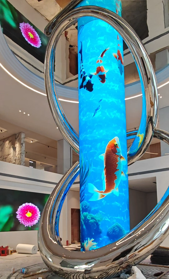 拉萨乐从商场圆柱屏 LED 显示屏节造系统项目